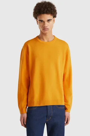 Benetton Jersey Amarillo Ocre De Pura Lana Merina