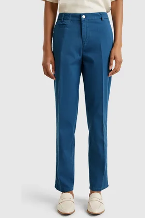 Benetton Chinos Slim Fit De Algodón Azul