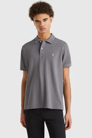 Benetton Polo Regular Fit Gris Topo