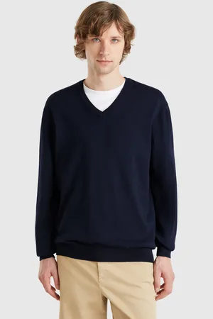 Benetton Jersey De Puro Algodón Con Cuello De Pico