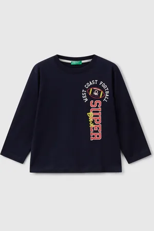 Benetton Camiseta Con Estampado De Algodón