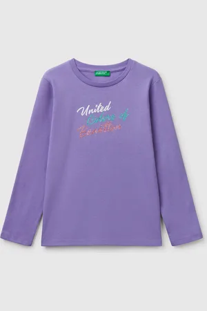 Benetton Camiseta De Manga Larga Con Estampado De Glitter