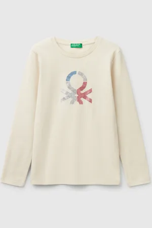 Benetton Camiseta De Manga Larga Con Estampado De Glitter