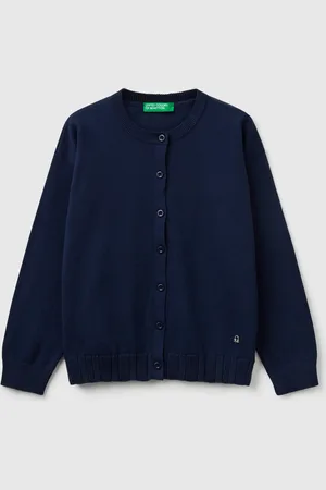 Benetton Chaqueta De Punto De Algodón Puro Con Cuello Redondo