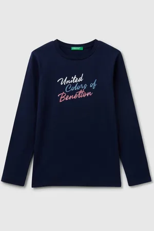 Benetton Camiseta De Manga Larga Con Estampado De Glitter