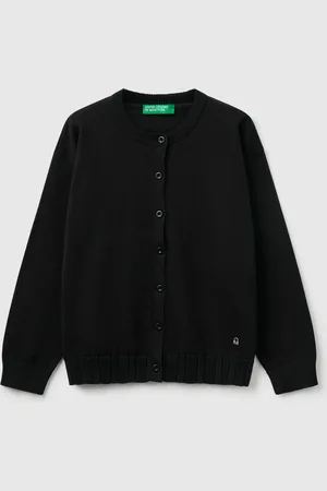 Benetton Chaqueta De Punto De Algodón Puro Con Cuello Redondo