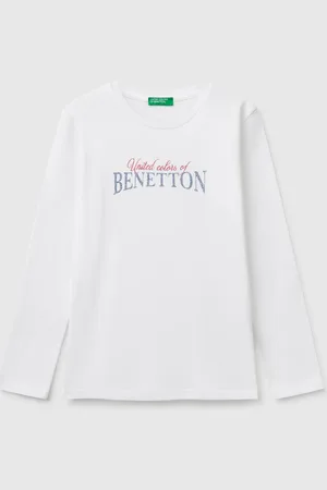 Benetton Camiseta De Manga Larga Con Estampado De Glitter