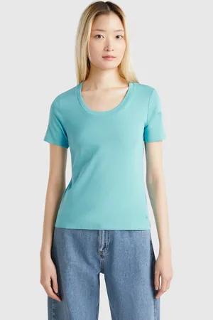 Benetton Camiseta De Manga Corta De Algodón De Fibra Larga