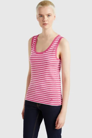Benetton Camiseta De Tirantes 100% Algodón A Rayas