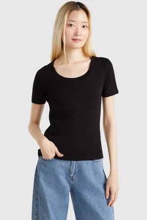 Benetton Camiseta De Manga Corta De Algodón De Fibra Larga