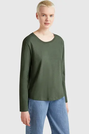 Benetton Camiseta De Manga Larga De Algodón Ligero