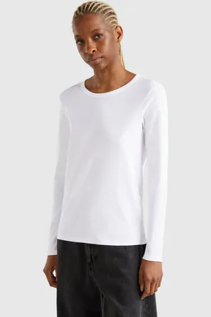 Benetton Camiseta De Manga Larga De Algodón Puro