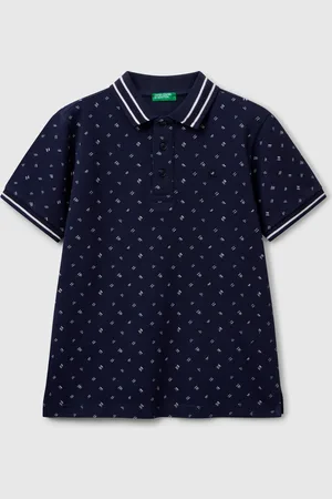 Benetton Polo Con Microestampado De Puro Algodón
