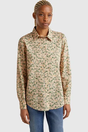Benetton Camisa Verde De Flores