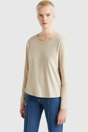 Benetton Camiseta De Manga Larga De Algodón Ligero