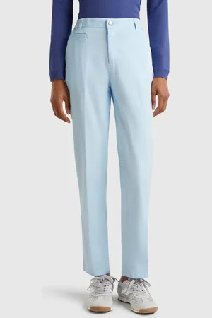 Benetton Chinos Slim Fit De Algodón Celeste