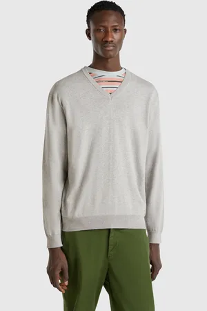 Benetton Jersey De Puro Algodón Con Cuello De Pico