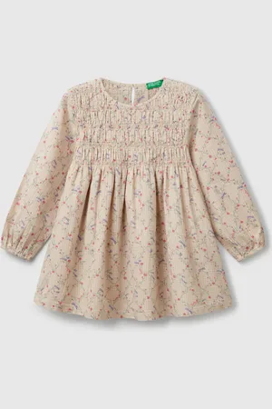 Benetton Vestido De Flores De Algodón