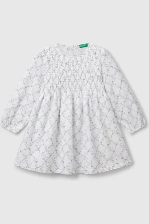 Benetton Vestido De Flores De Algodón