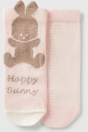Benetton Conjunto De Calcetines Con Rayas Y Conejito.