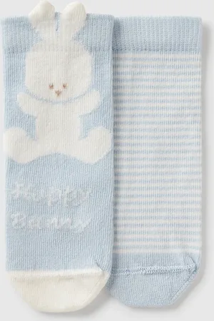 Benetton Conjunto De Calcetines Con Rayas Y Conejito.