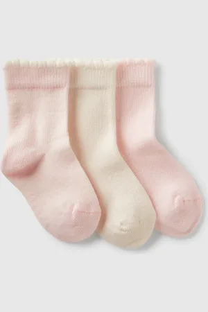 Benetton Tres Pares De Calcetines Rosas Y Crema.
