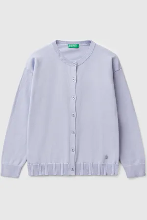 Benetton Chaqueta De Punto De Algodón Puro Con Cuello Redondo