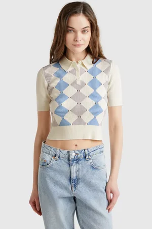 Benetton Polo De Punto Con Incrustación De Rombos