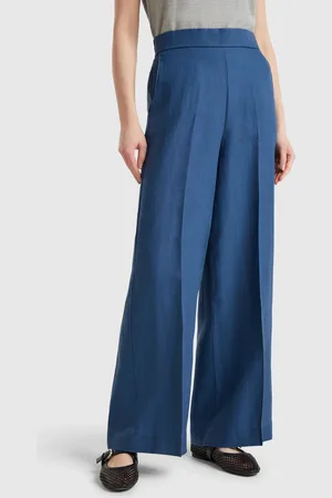 Benetton Pantalón Palazzo De 100% Lino