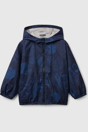 Benetton Chaqueta Ligera Estampada Con Capucha