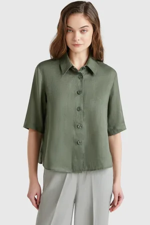Benetton Camisa Corta De Puro Lino