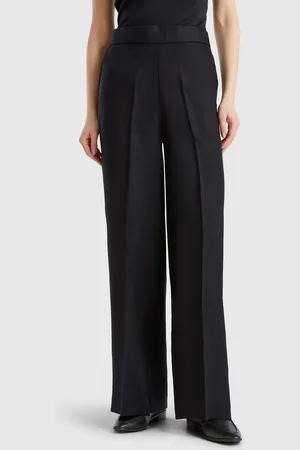 Benetton Pantalón Palazzo De 100% Lino