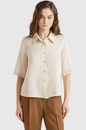 Benetton Camisa Corta De Puro Lino