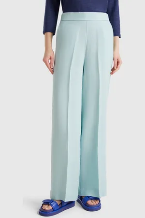 Benetton Pantalón Palazzo De 100% Lino