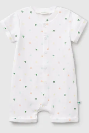 Benetton Mono Corto Blanco Con Logo Estampado
