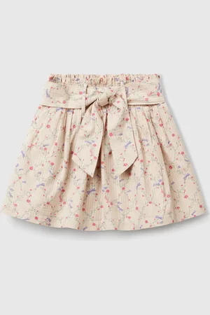 Benetton Falda Flores Con Fajín