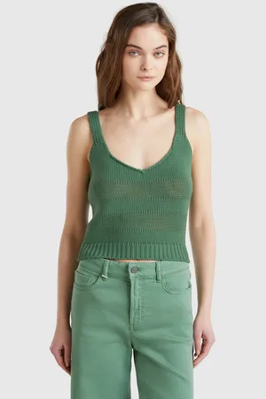 Benetton Camiseta Sin Mangas De Punto 100% Algodón