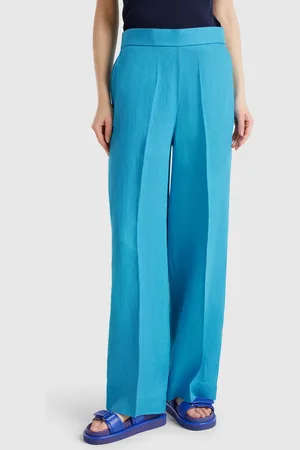 Benetton Pantalón Palazzo De 100% Lino