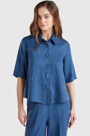 Benetton Camisa Corta De Puro Lino