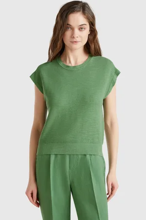 Benetton Chaleco De Mezcla De Algodón Y Lino