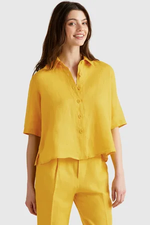 Benetton Camisa Corta De Puro Lino