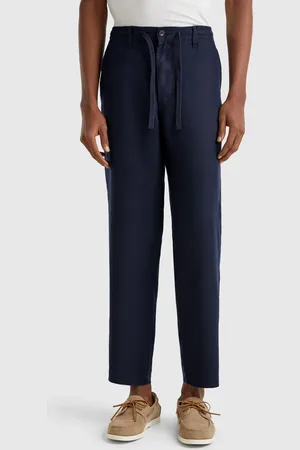 Benetton Pantalón De Puro Lino Con Cordón