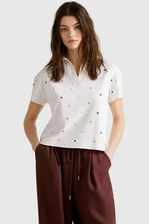 Benetton Polo Con Bordado De Flores