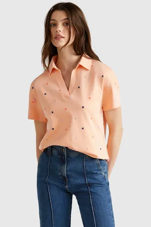 Benetton Polo Con Bordado De Flores