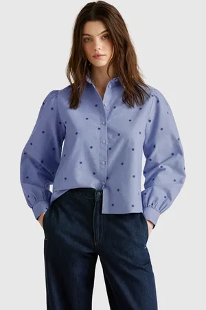 Benetton Camisa Con Bordado De Flores