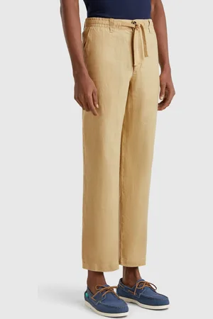 Benetton Pantalón De Puro Lino Con Cordón
