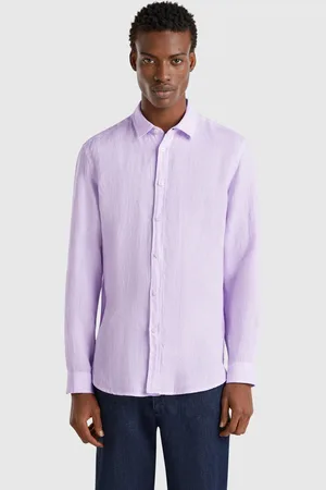 Benetton Camisa Estampada Lila De Puro Lino