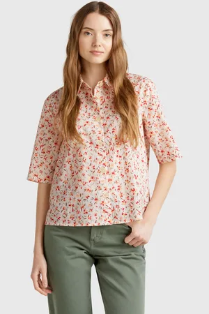 Benetton Camisa Estampada De Algodón Ligero