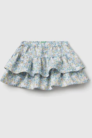 Benetton Falda Flores Con Volantes