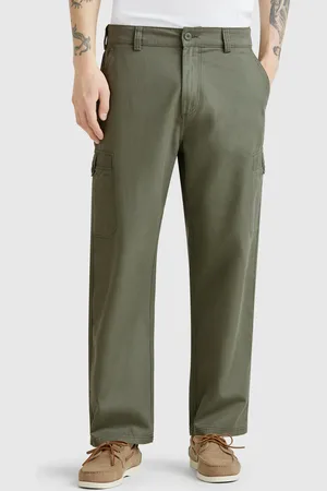Benetton Pantalón Cargo Mezcla De Lino